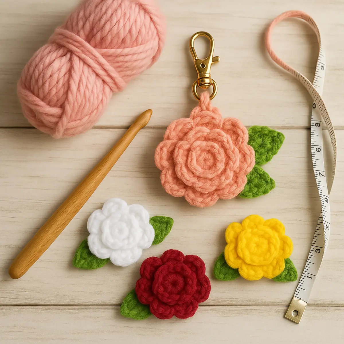 crochet flower keychain overview