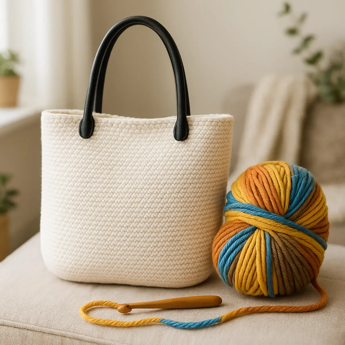 crochet straw tote bag pattern description