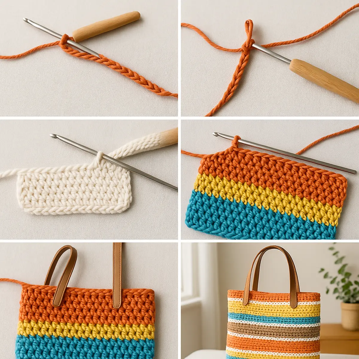 crochet straw tote bag pattern tutorial image