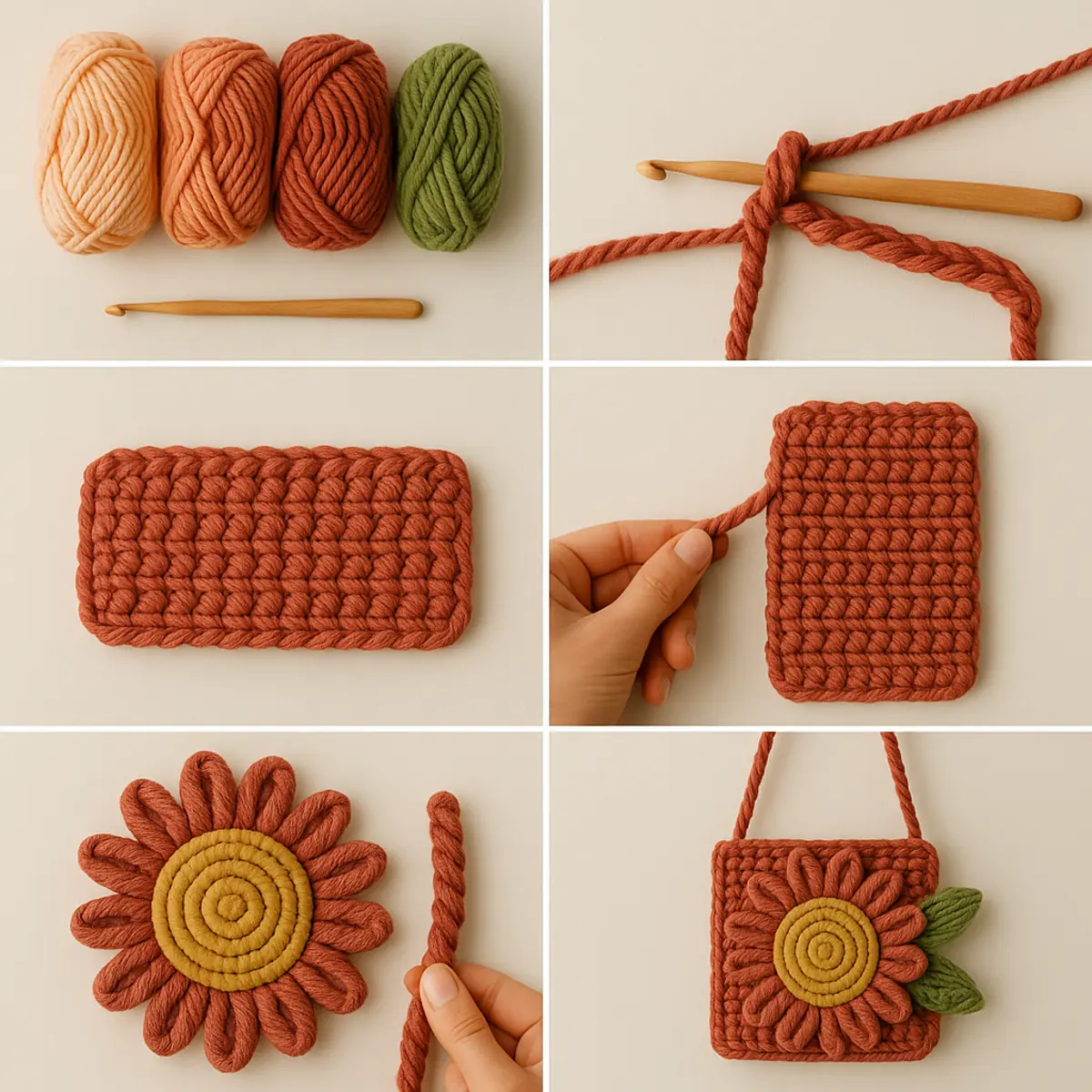 step-by-step crochet sunflower instructions