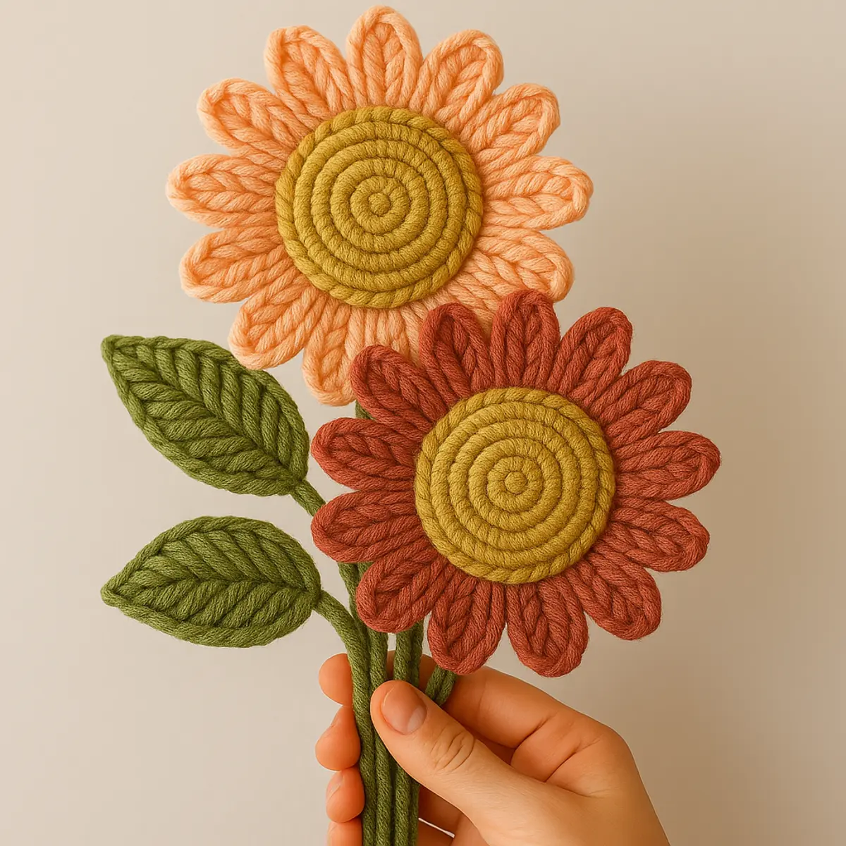 crochet sunflower final product