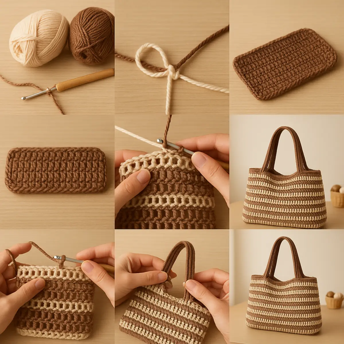 step-by-step crochet tote bag description