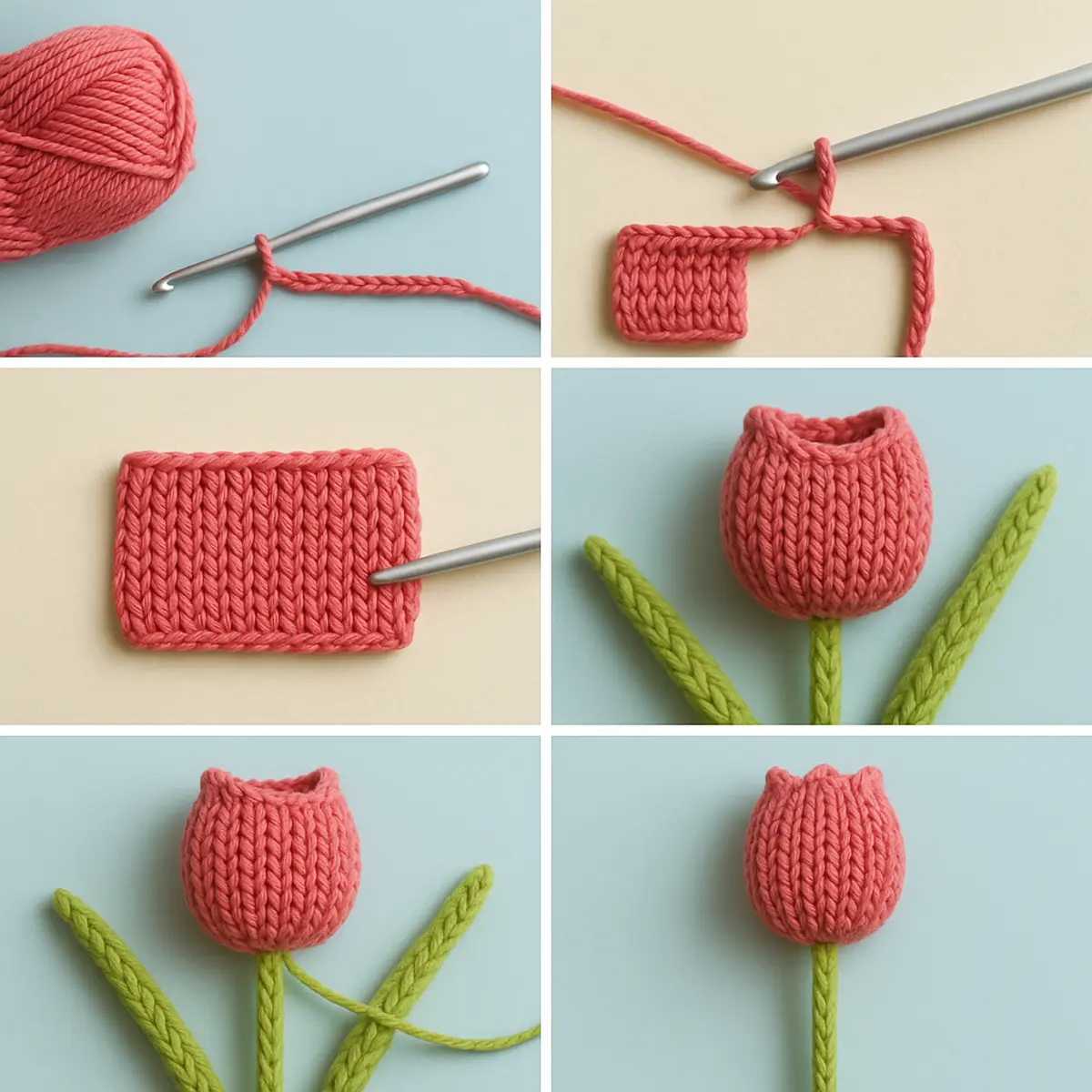 crochet tulip free pattern step by step image description