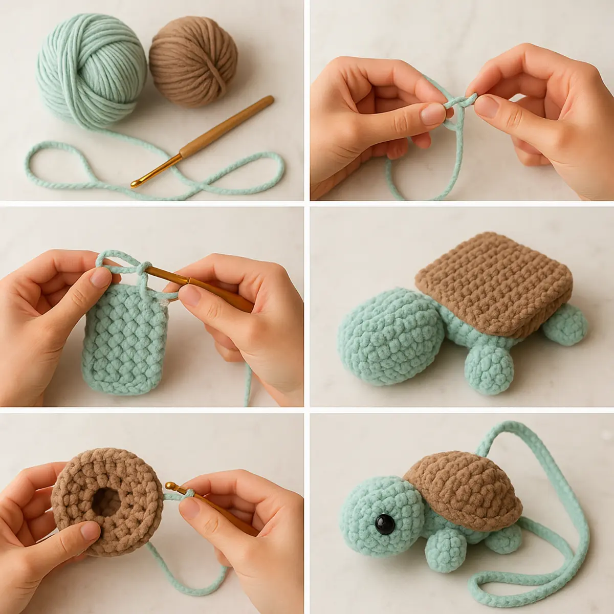 crochet turtle step-by-step image