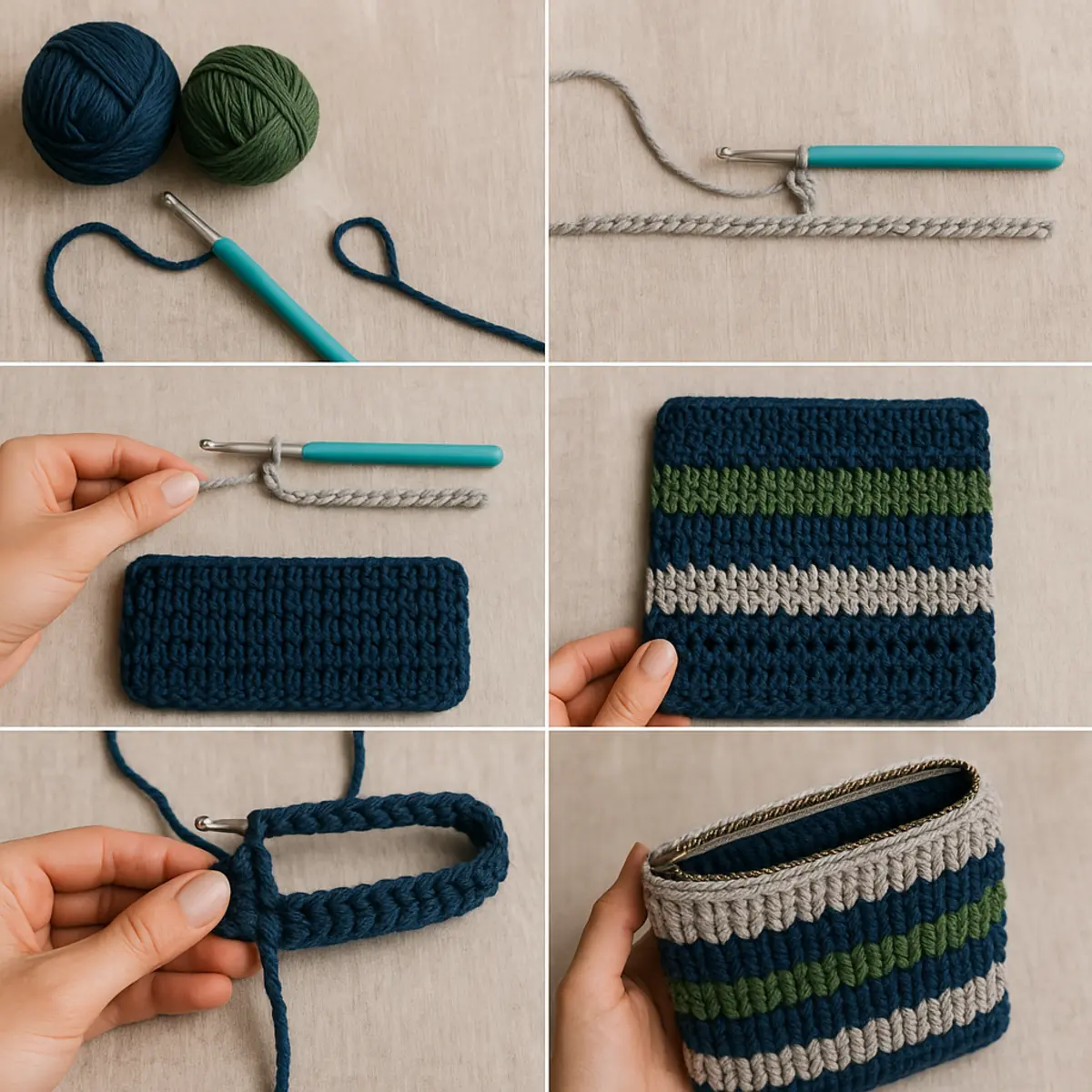 crochet zippered pouch tutorial image