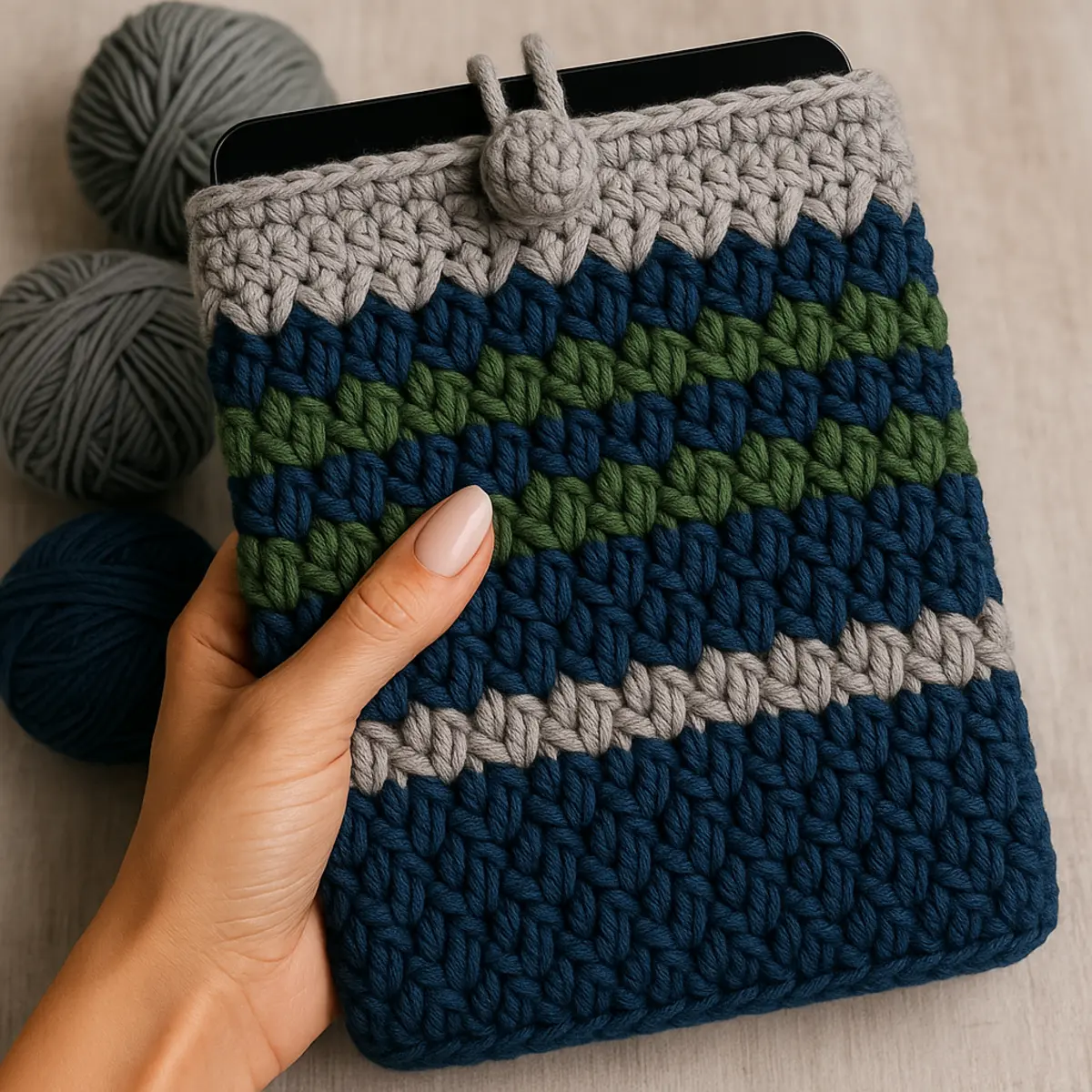 crochet zippered pouch finished product image