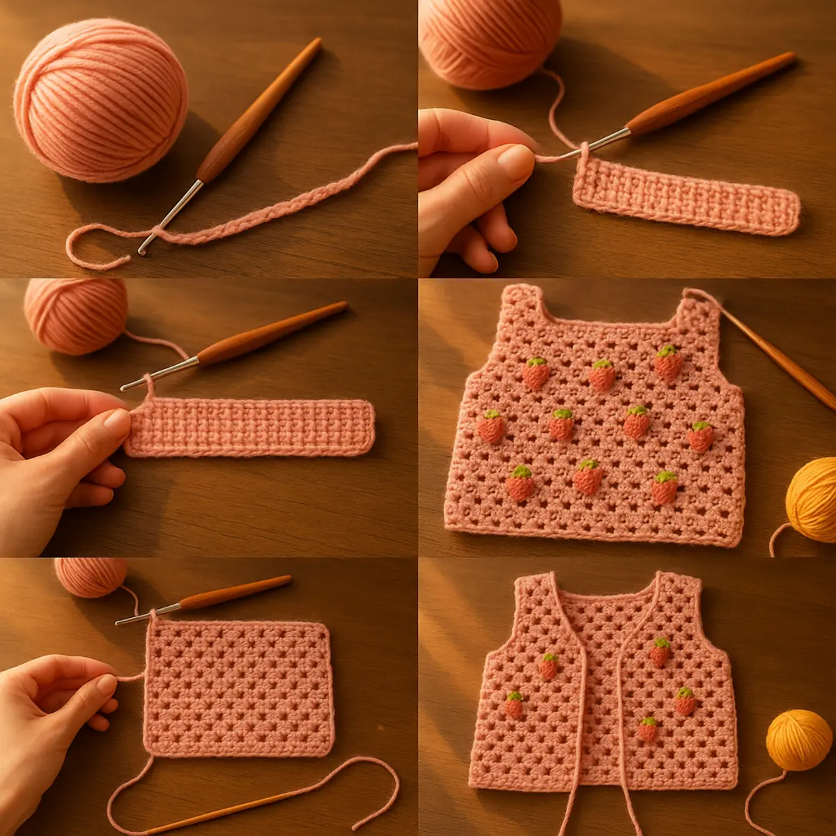 cute crochet strawberry cardigan tutorial