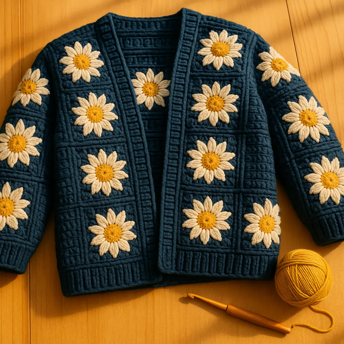 free crochet granny square cardigan pattern description