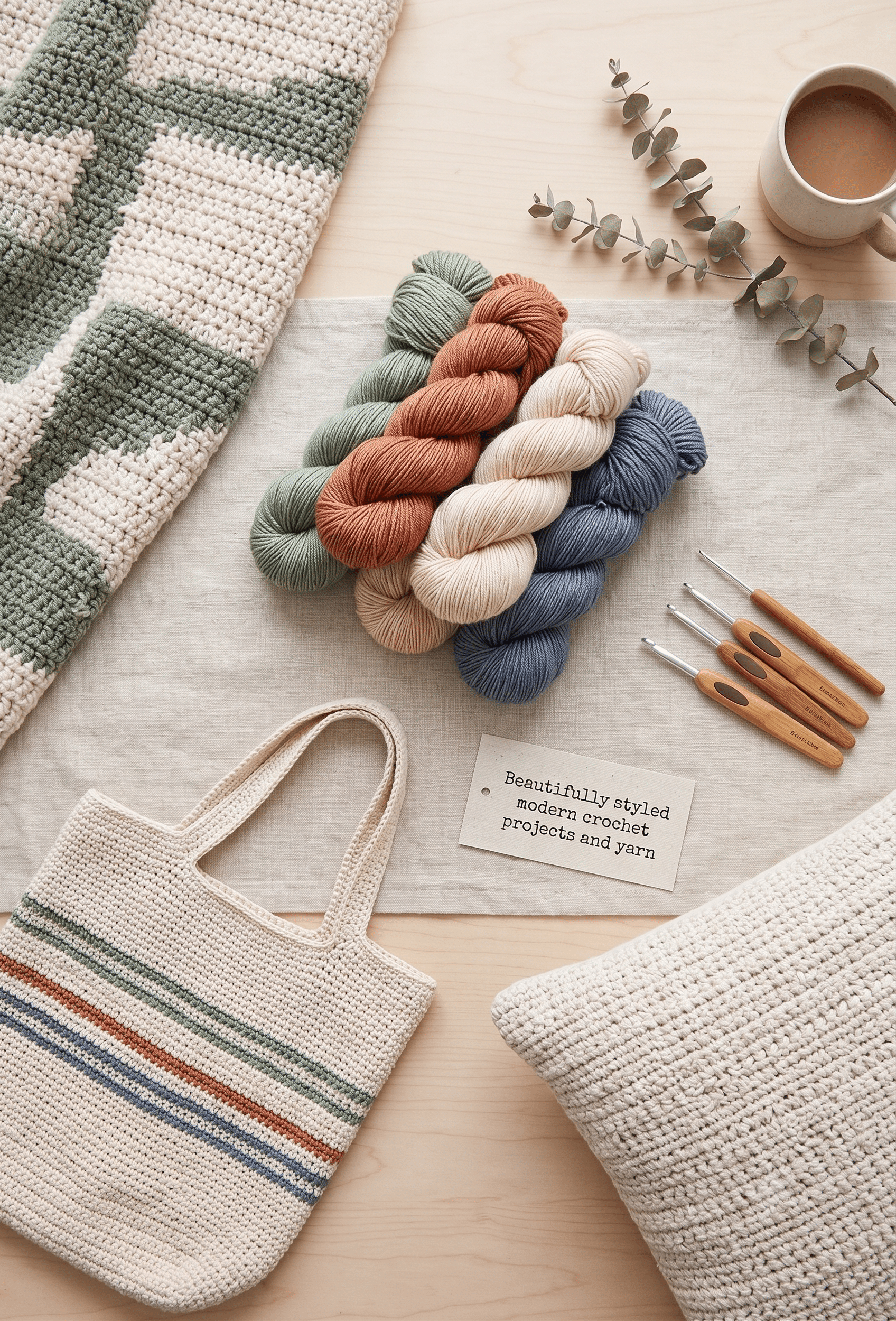 Beautifully styled modern crochet projects and yarn