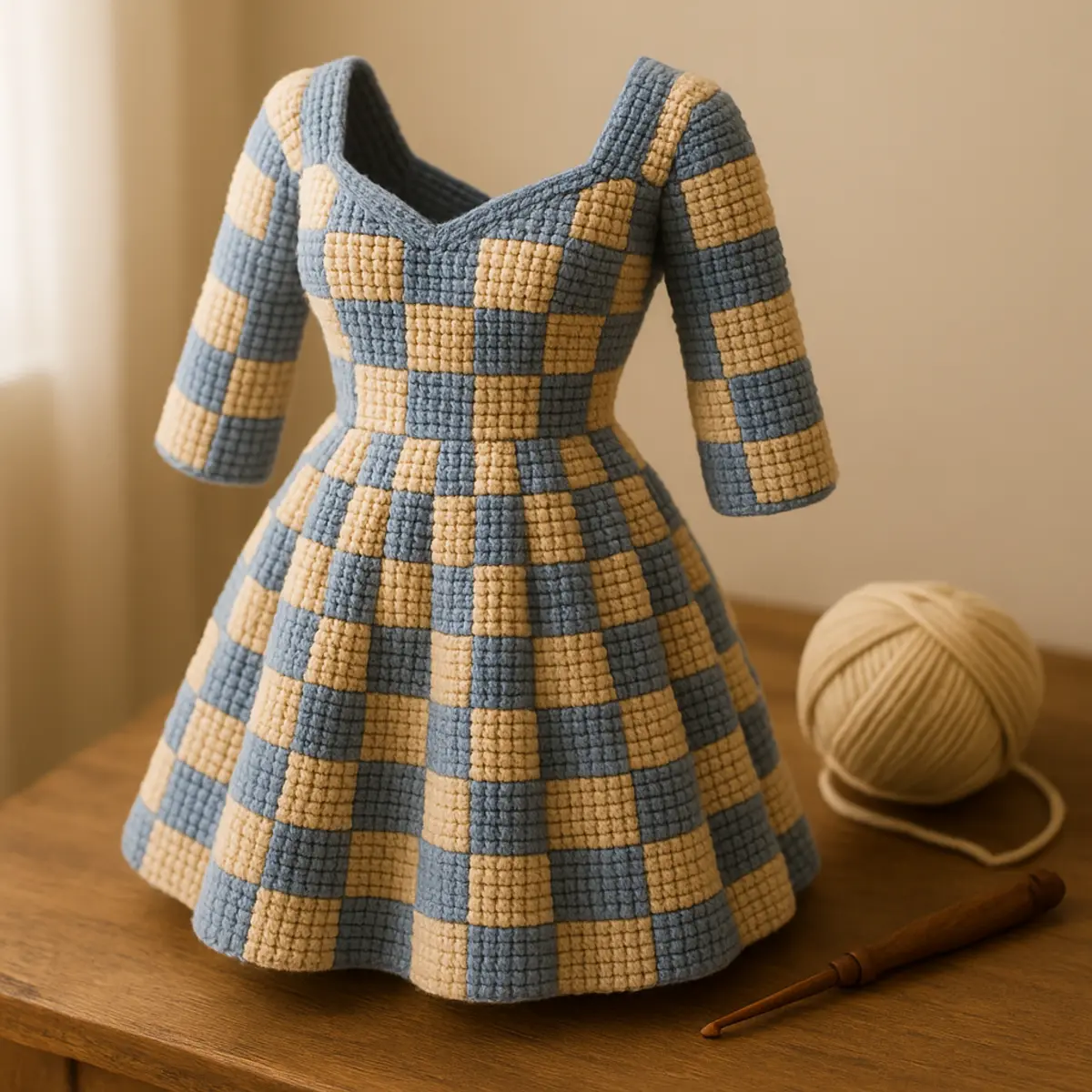 periwinkle blue crochet dress description