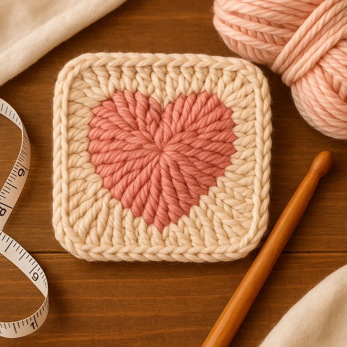 solid heart granny square pattern