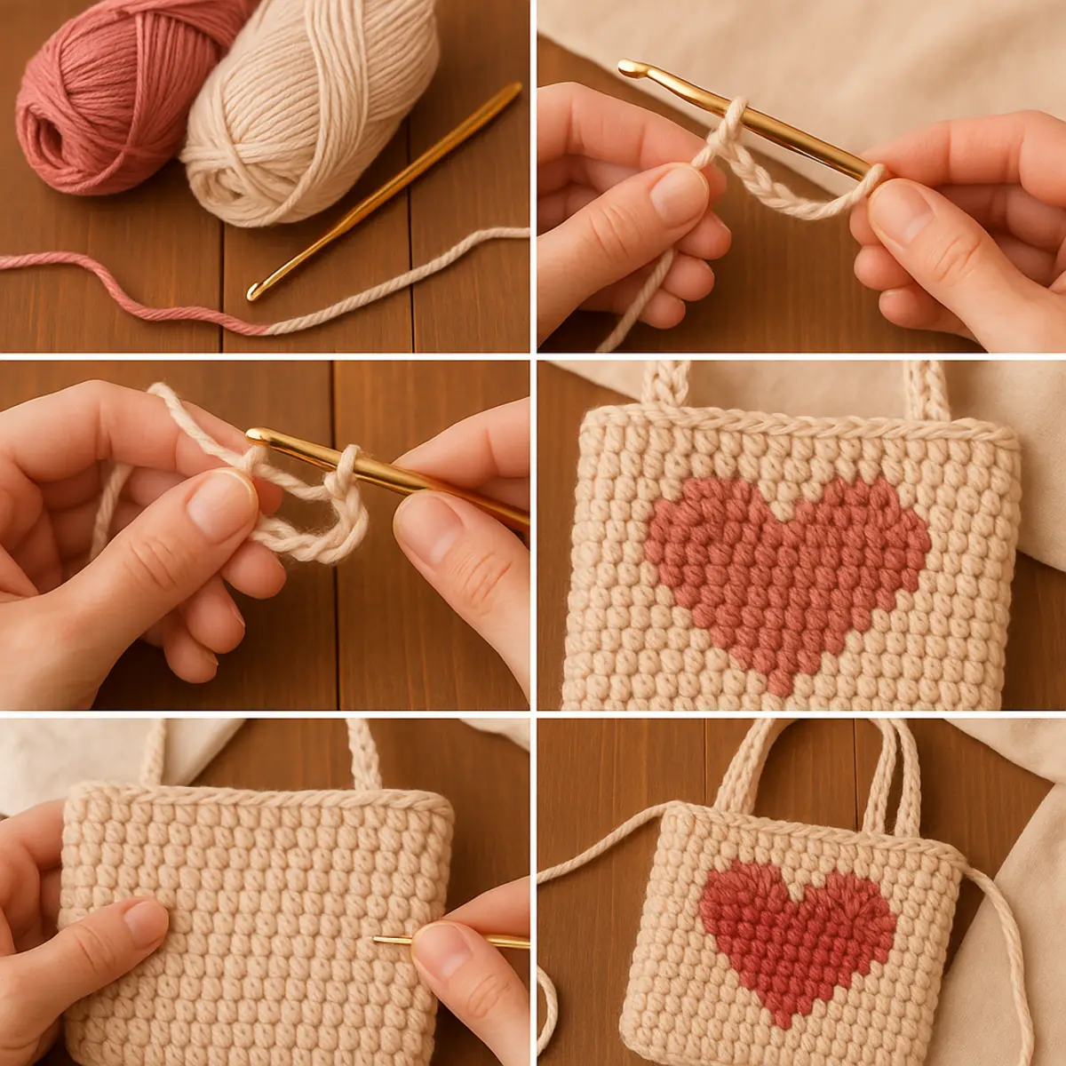 solid heart granny square pattern step by step
