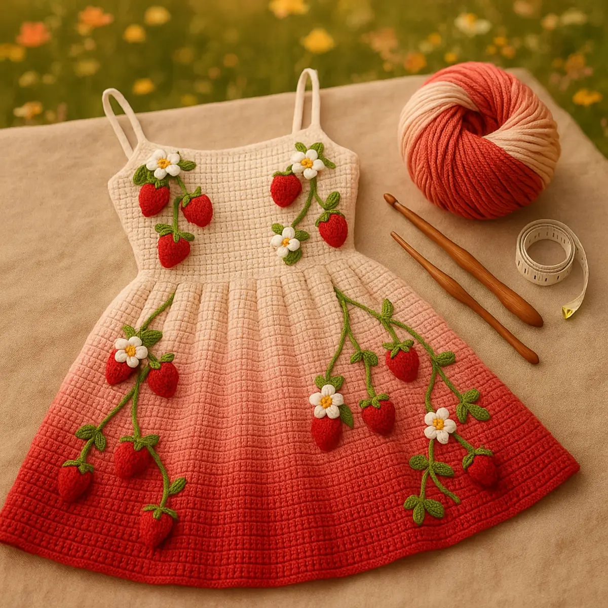 strawberry garden party dress
