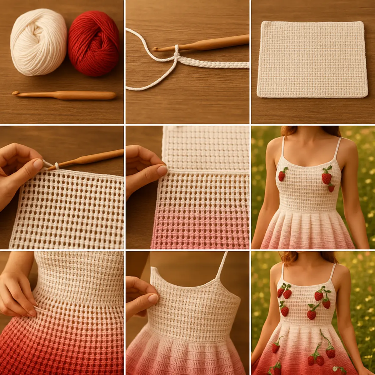 step-by-step instructions for the strawberry garden party dress