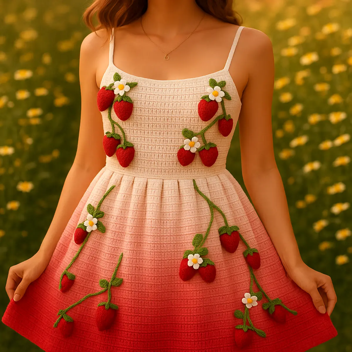 finished strawberry garden party dress