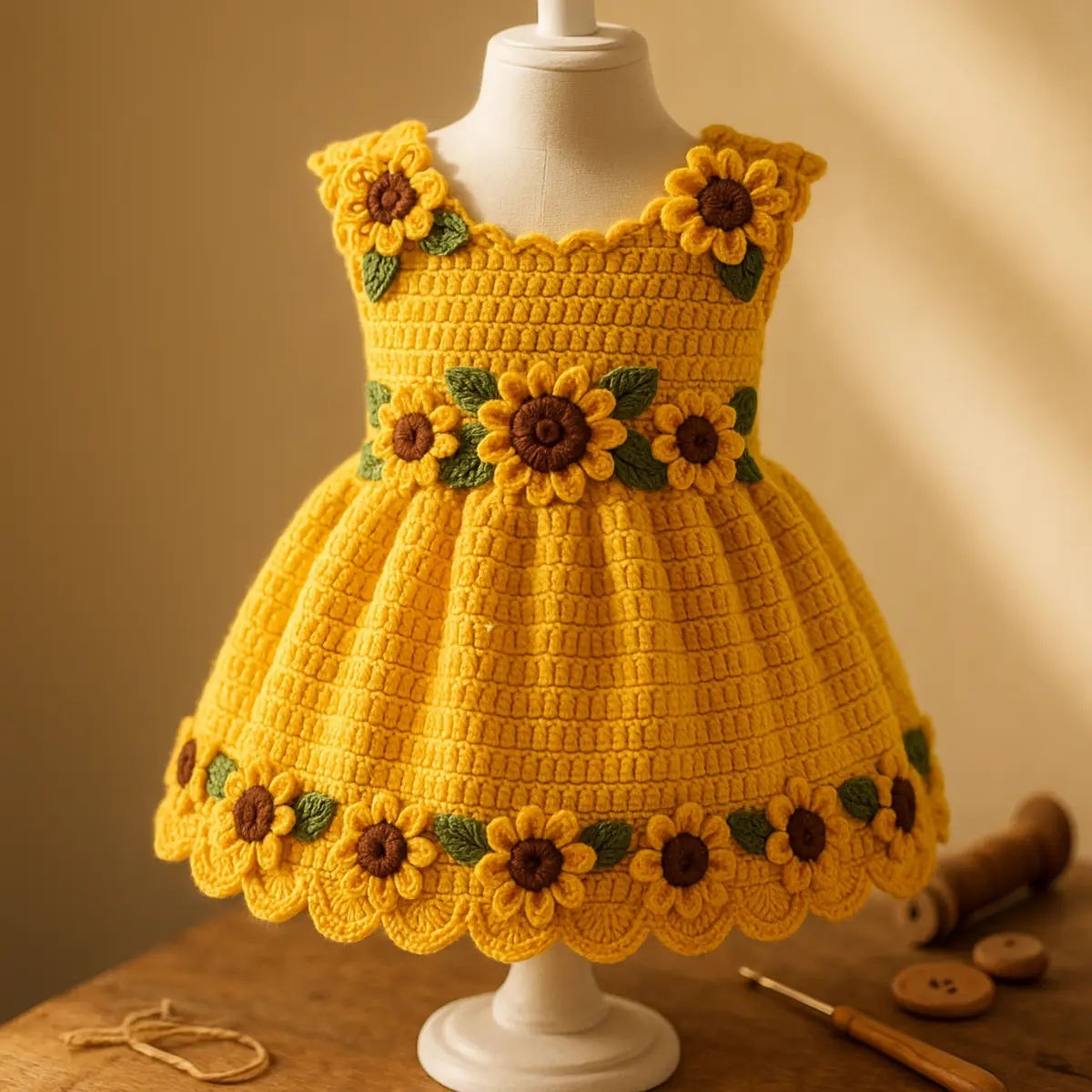 Sunflower Summer Baby Dress Free Crochet Pattern