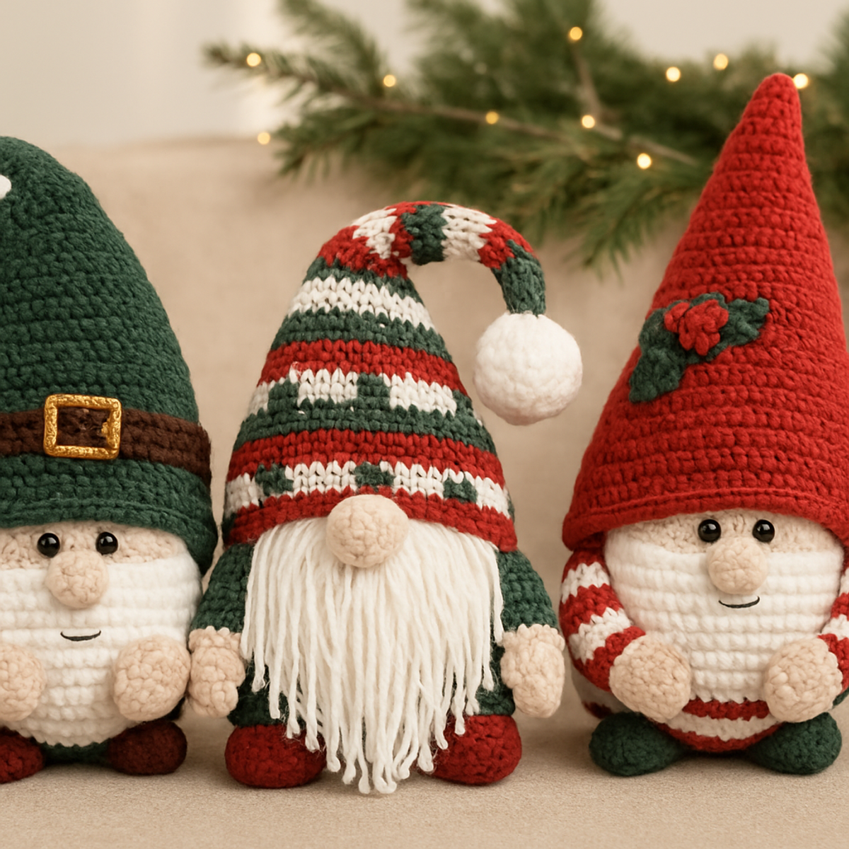 Charming Christmas Gnome Trio: Quick Crochet Pattern Guide