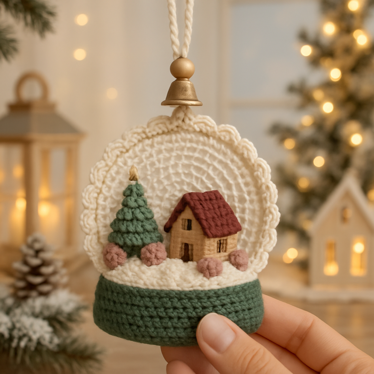 Cozy Crochet Christmas Village Snow-Globe Ornament Delight