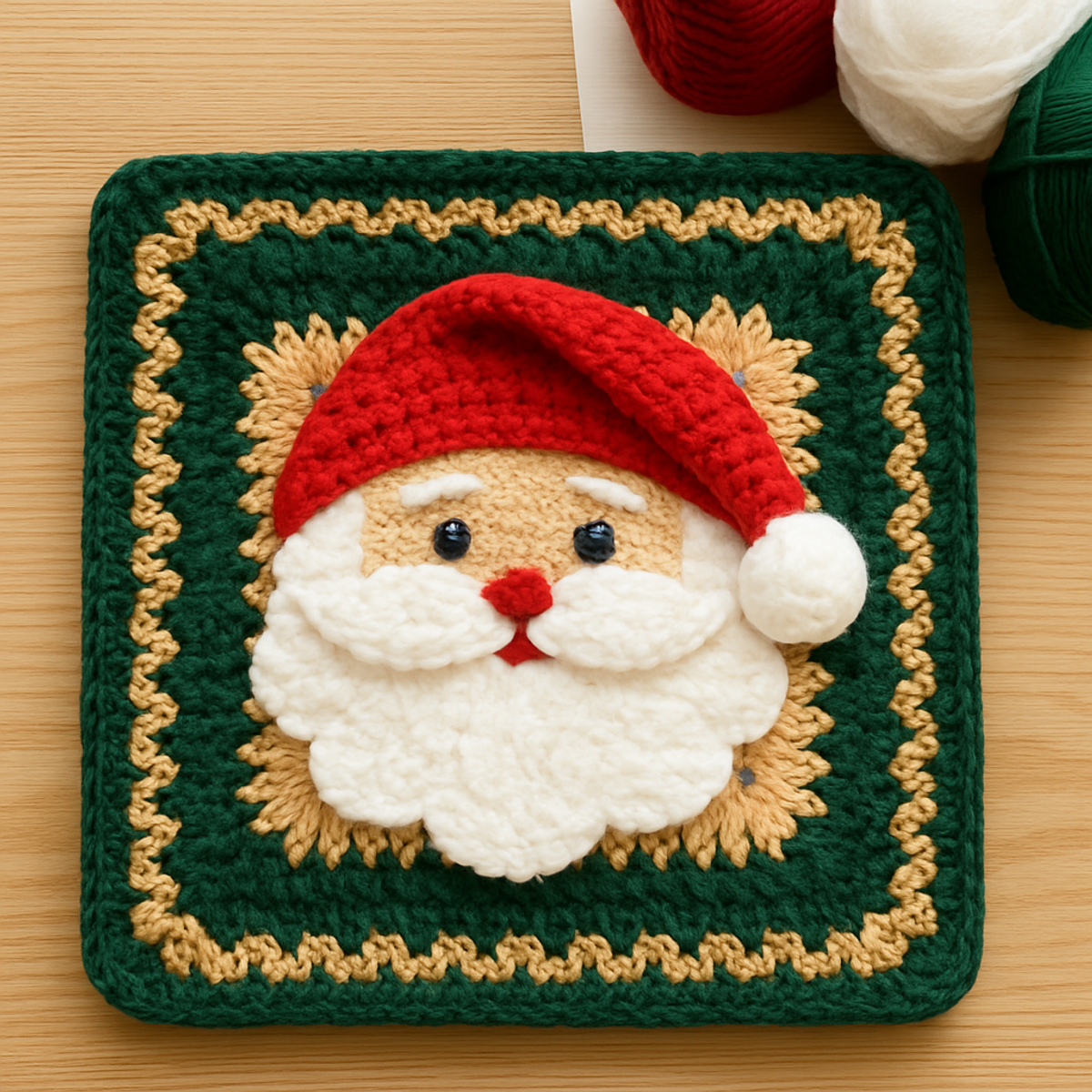 Cozy Dimensional Santa Crochet Square for Festive Cheer