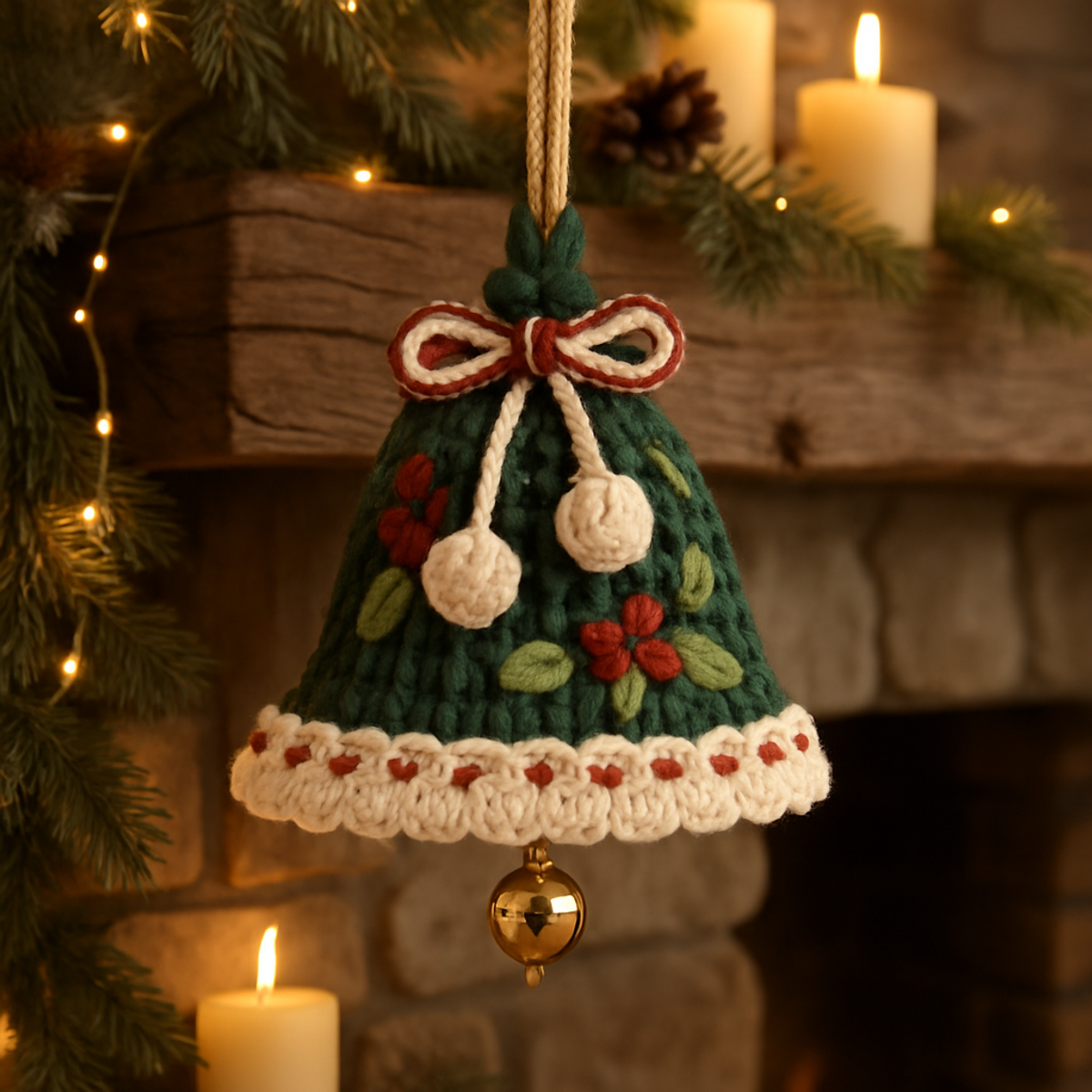 Cozy Holly Pom-Pom Bell Ornament: A Quick Crochet Delight