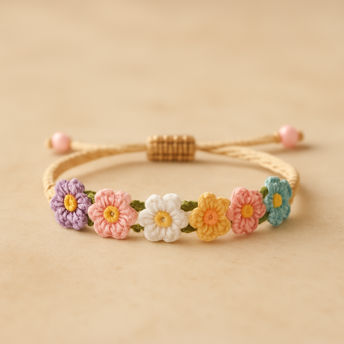 Delicate Pastel Micro-Crochet Flower Bracelet to Adorn Your Wrist