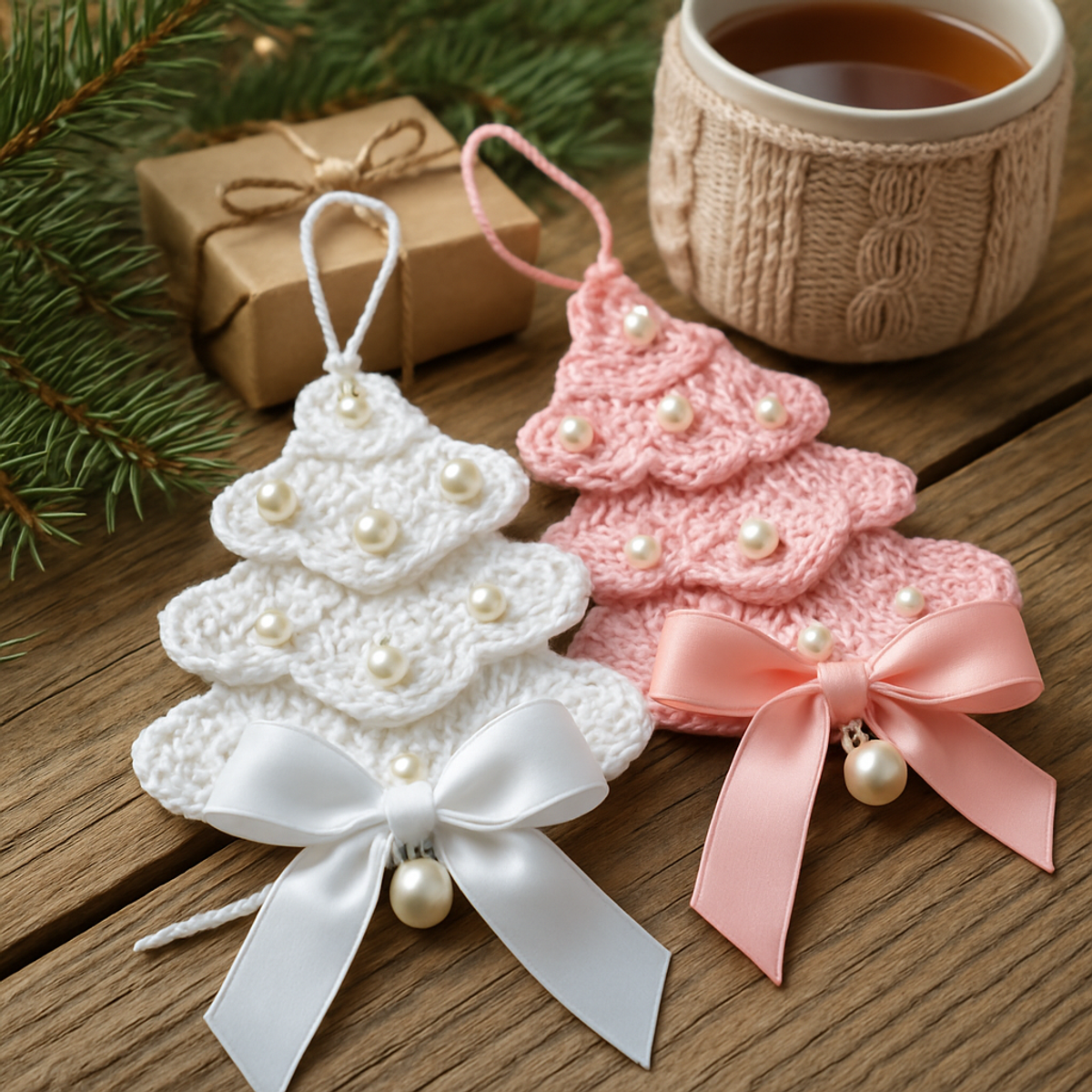 Elegant Pearl Crochet Christmas Tree Ornament Tutorial