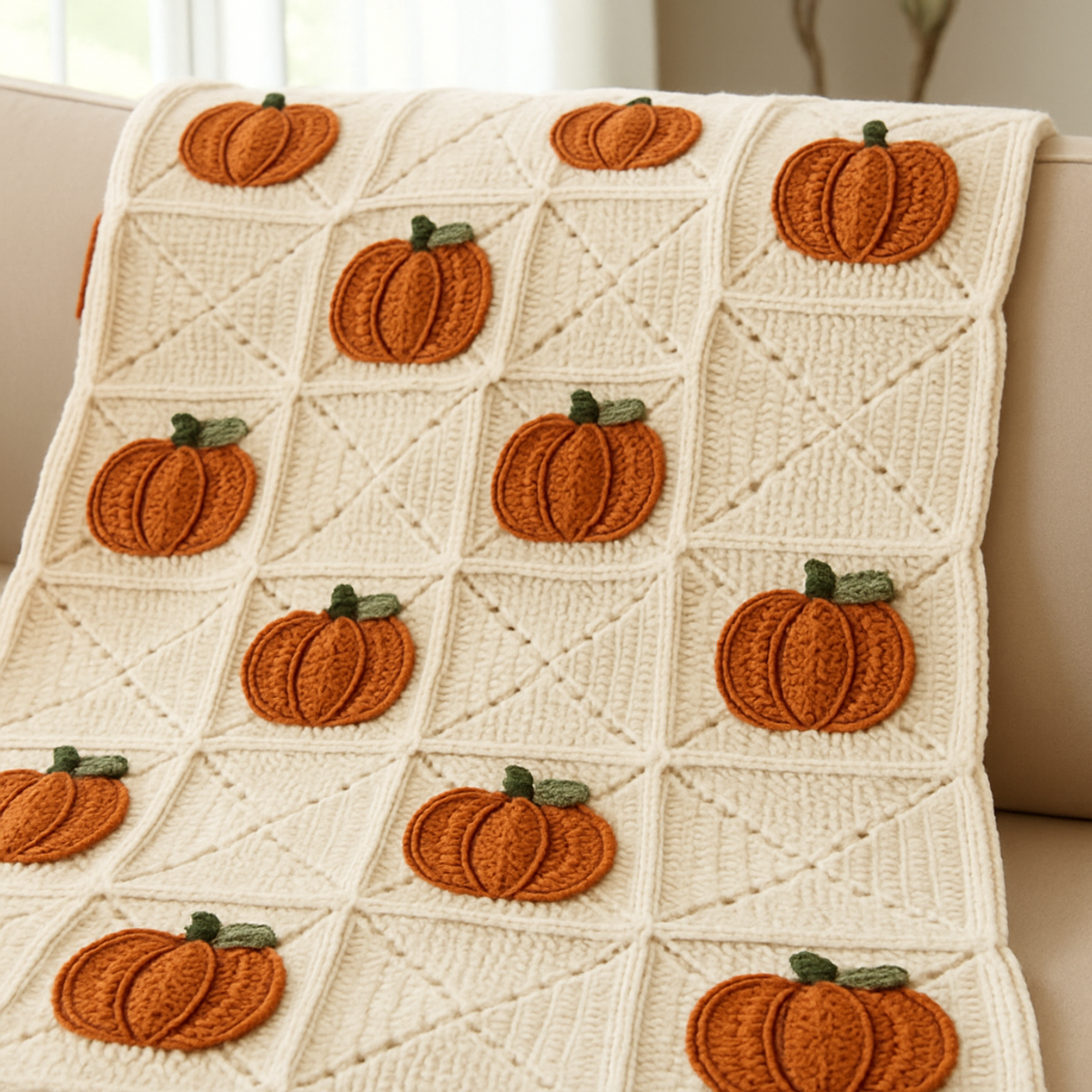 Cozy Pumpkin Granny Square Fall Blanket Tutorial