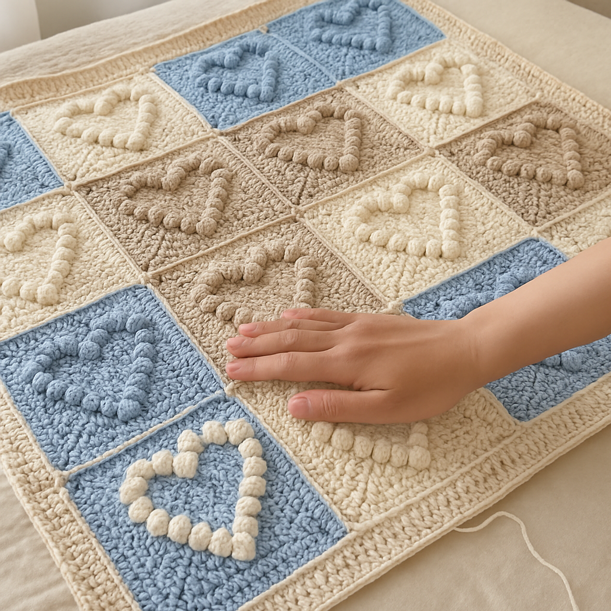 Cozy Raised Heart Crochet Blanket 🤍: A Heartfelt DIY Project