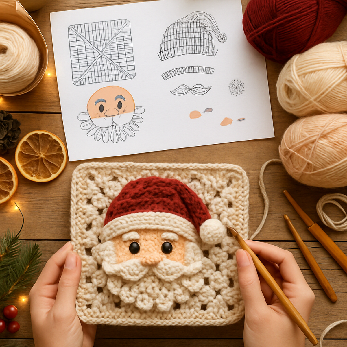 Cozy Santa Claus Granny Square: A Whimsical Crochet Delight