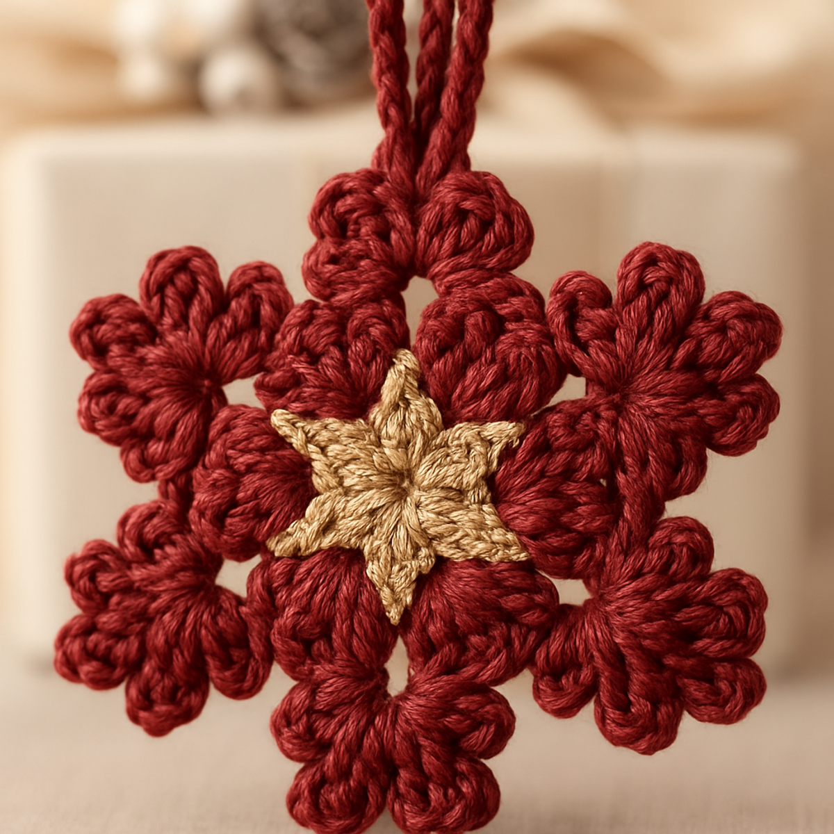 Cozy Christmas Snowflake: Six Loops, Magic Ring & Gold Center