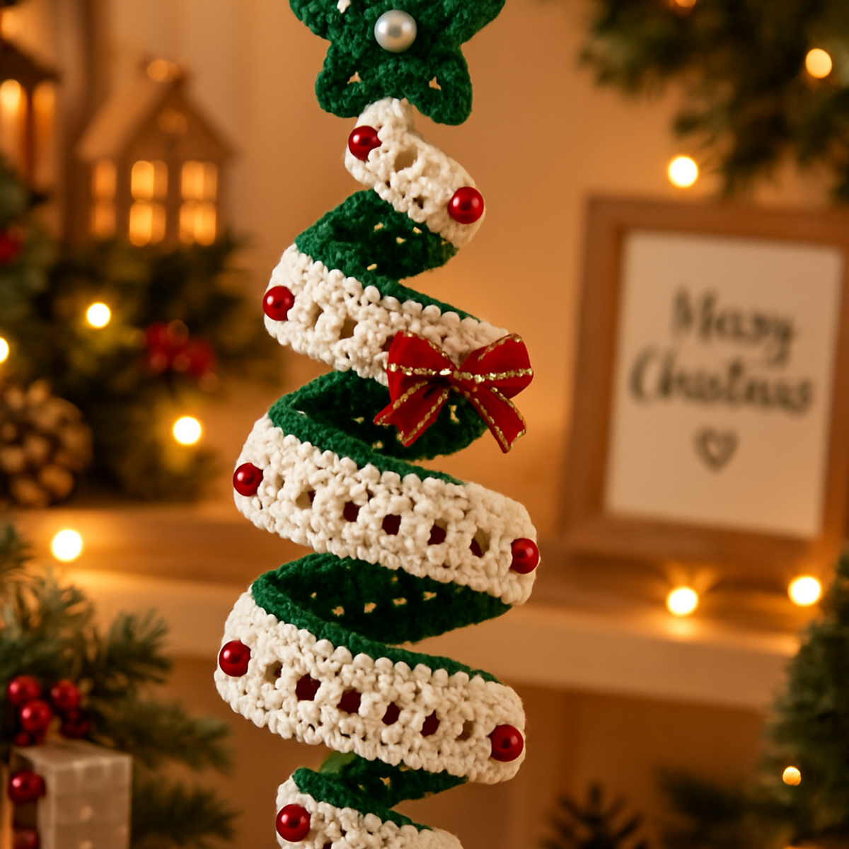 Cozy Spiral Crochet Christmas Tree: Easy & Stunning Decor 🎄✨