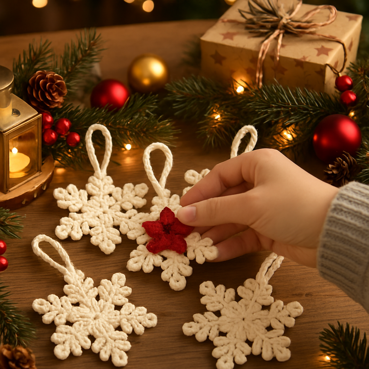 Textured Crochet Snowflake Ornaments: Quick & Cozy Decor