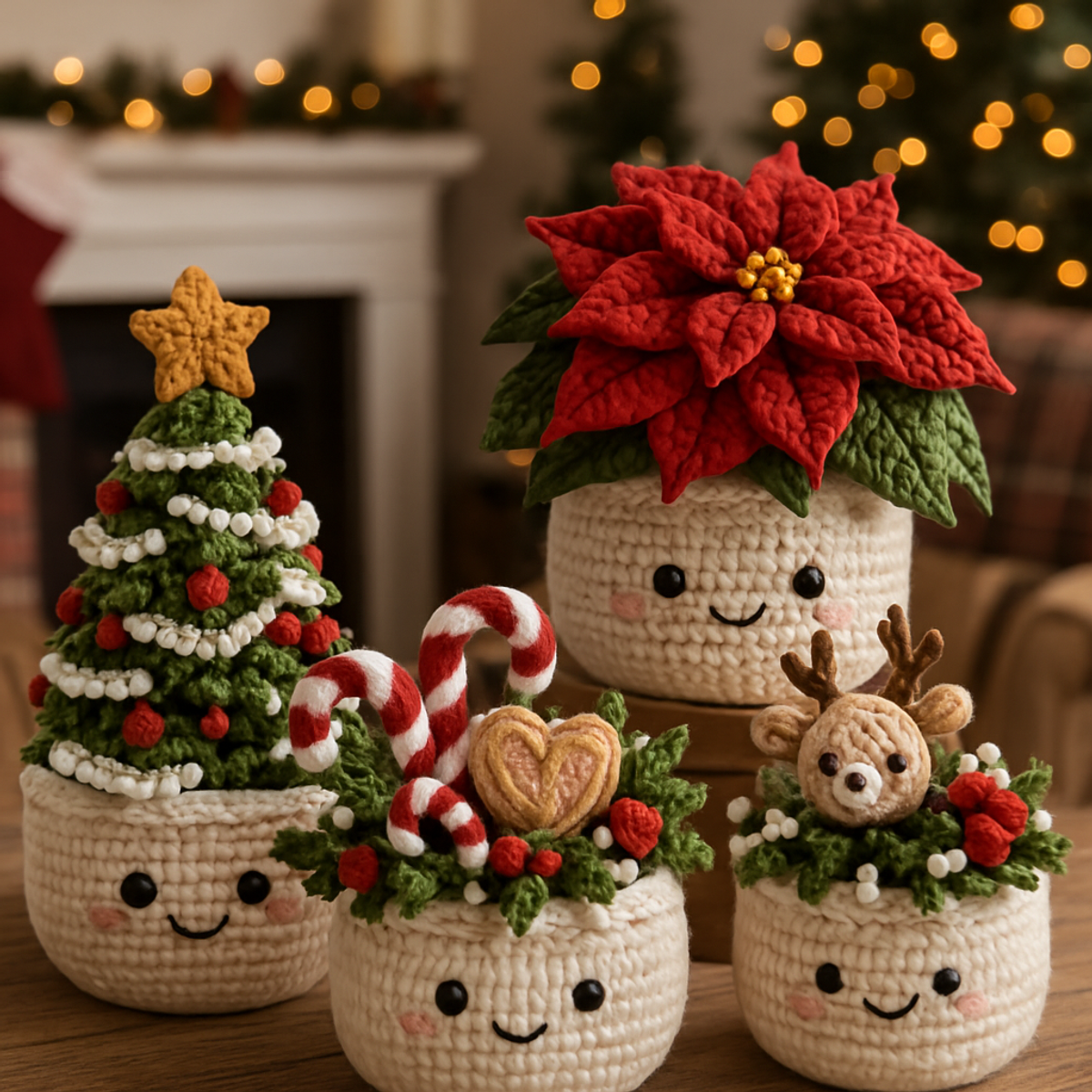 Cozy Crochet Christmas Centerpieces with a Simple Base