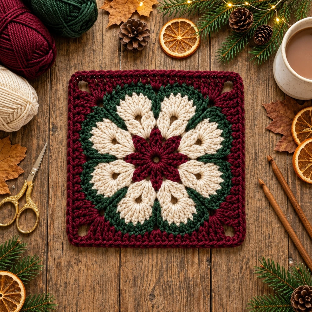 Cozy Autumn Floral Crochet Granny Square for Beginners