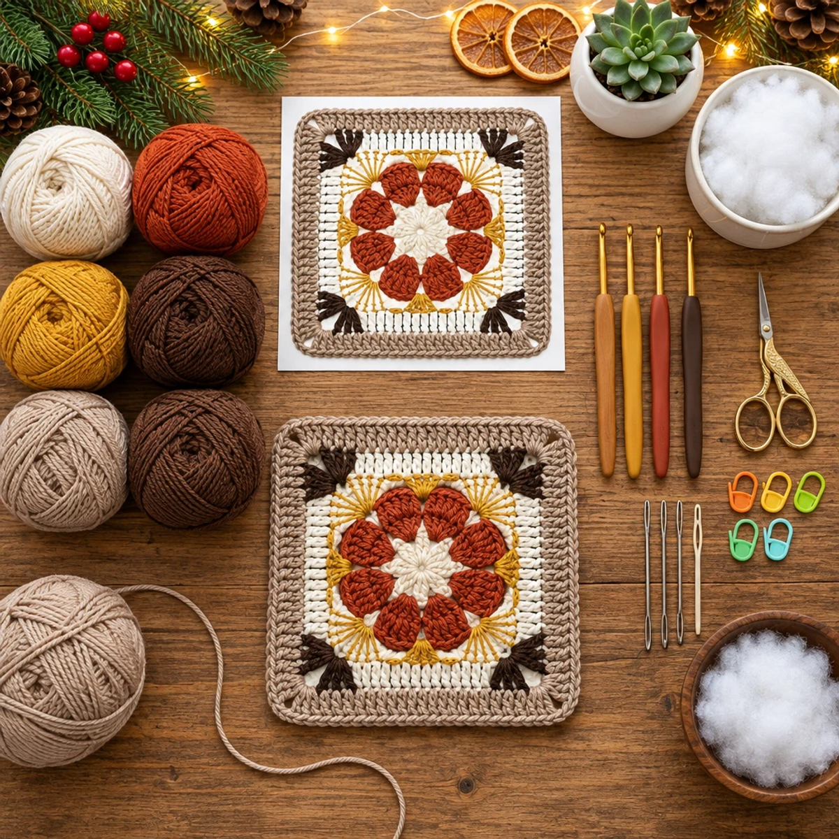 Charming Autumn Flower Granny Square: A Cozy Crochet Delight article image 2