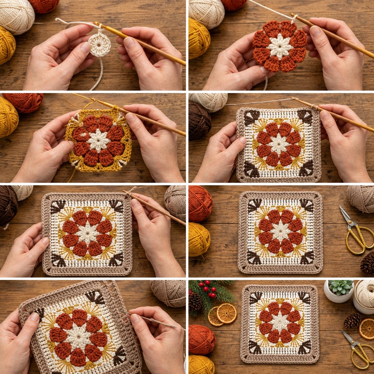 Charming Autumn Flower Granny Square: A Cozy Crochet Delight article image 3