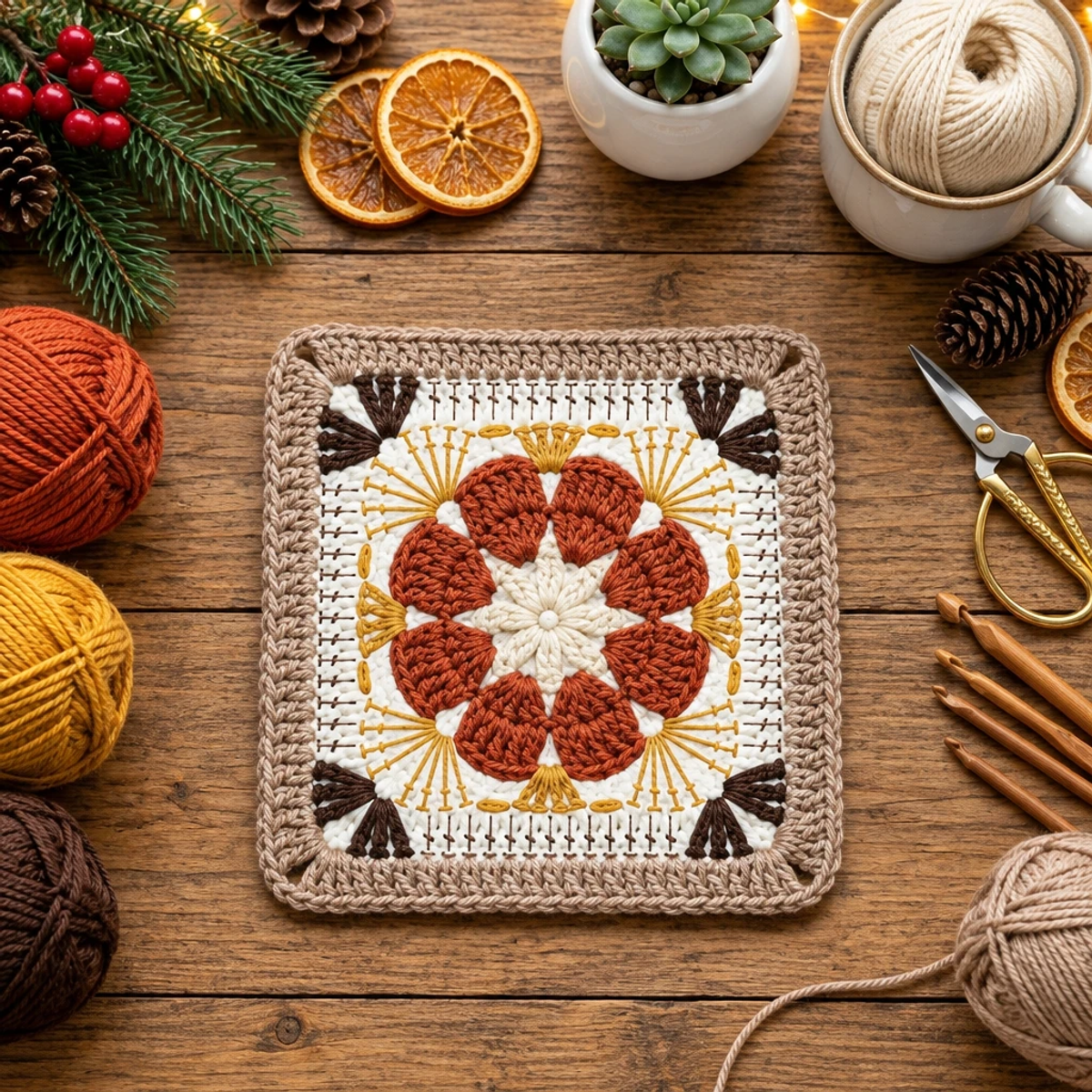 Charming Autumn Flower Granny Square: A Cozy Crochet Delight article image 4