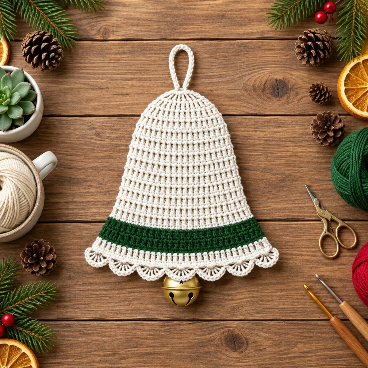 Cozy Christmas Crochet Bell Ornament: A Festive Delight