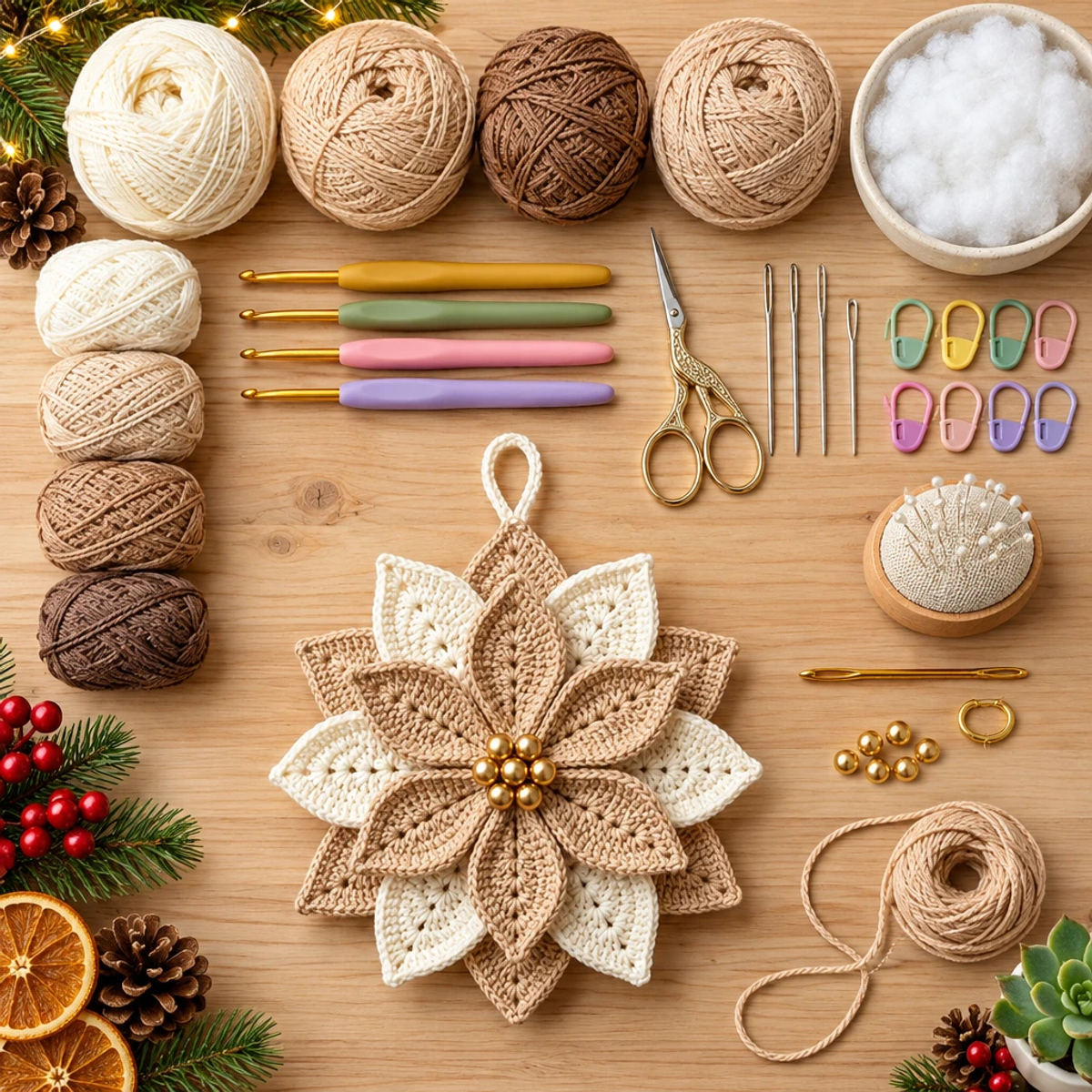 Cozy Christmas Poinsettia Crochet Ornament Tutorial article image 2