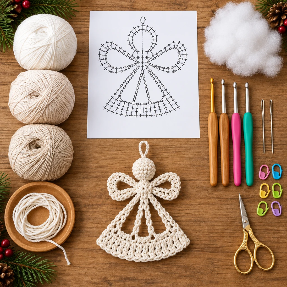 Delicate Cream White Crochet Christmas Angel Ornament Tutorial article image 2