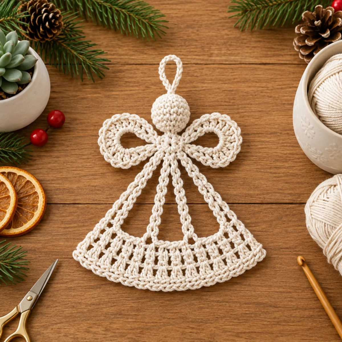 Delicate Cream White Crochet Christmas Angel Ornament Tutorial article image 4