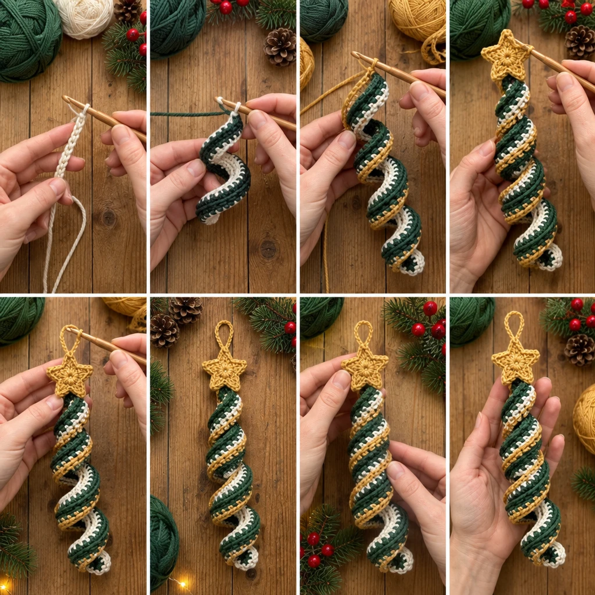 Charming Crochet Spiral Christmas Ornament with Star Tutorial article image 3