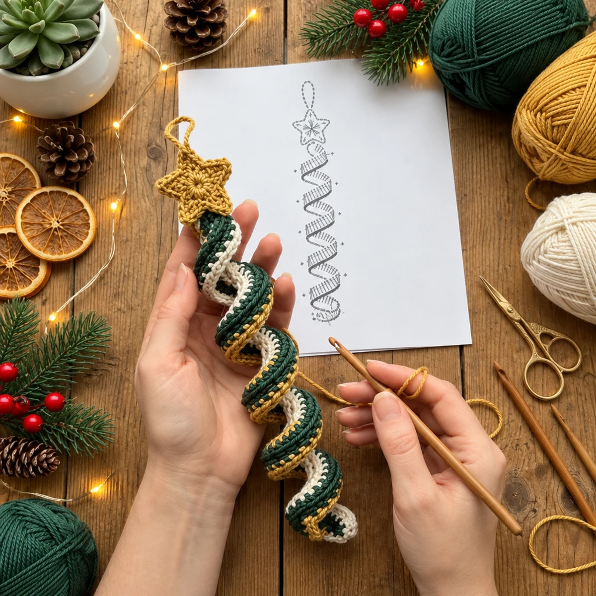 Charming Crochet Spiral Christmas Ornament with Star Tutorial article image 4