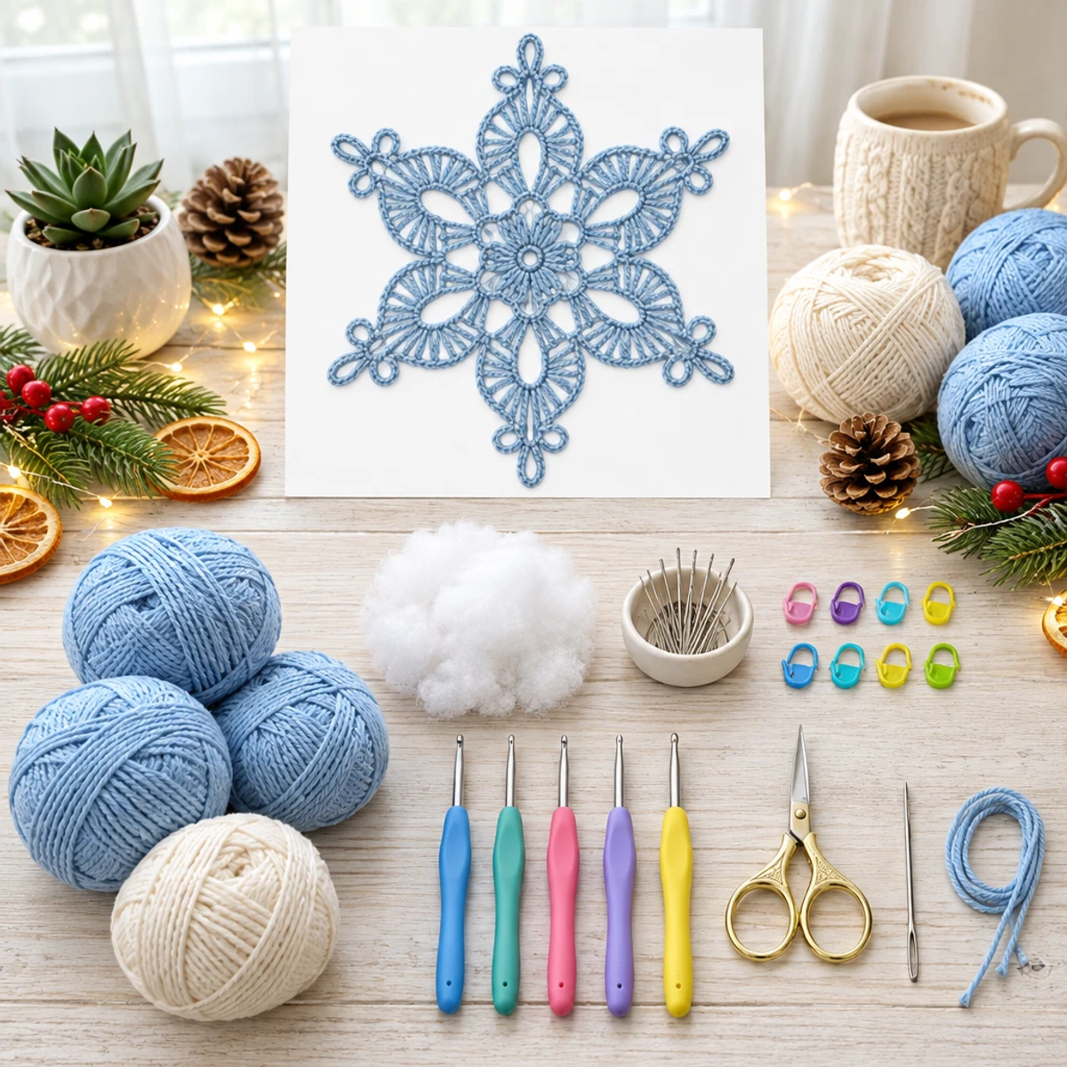Delicate Blue Crochet Snowflake Christmas Ornament Tutorial article image 2