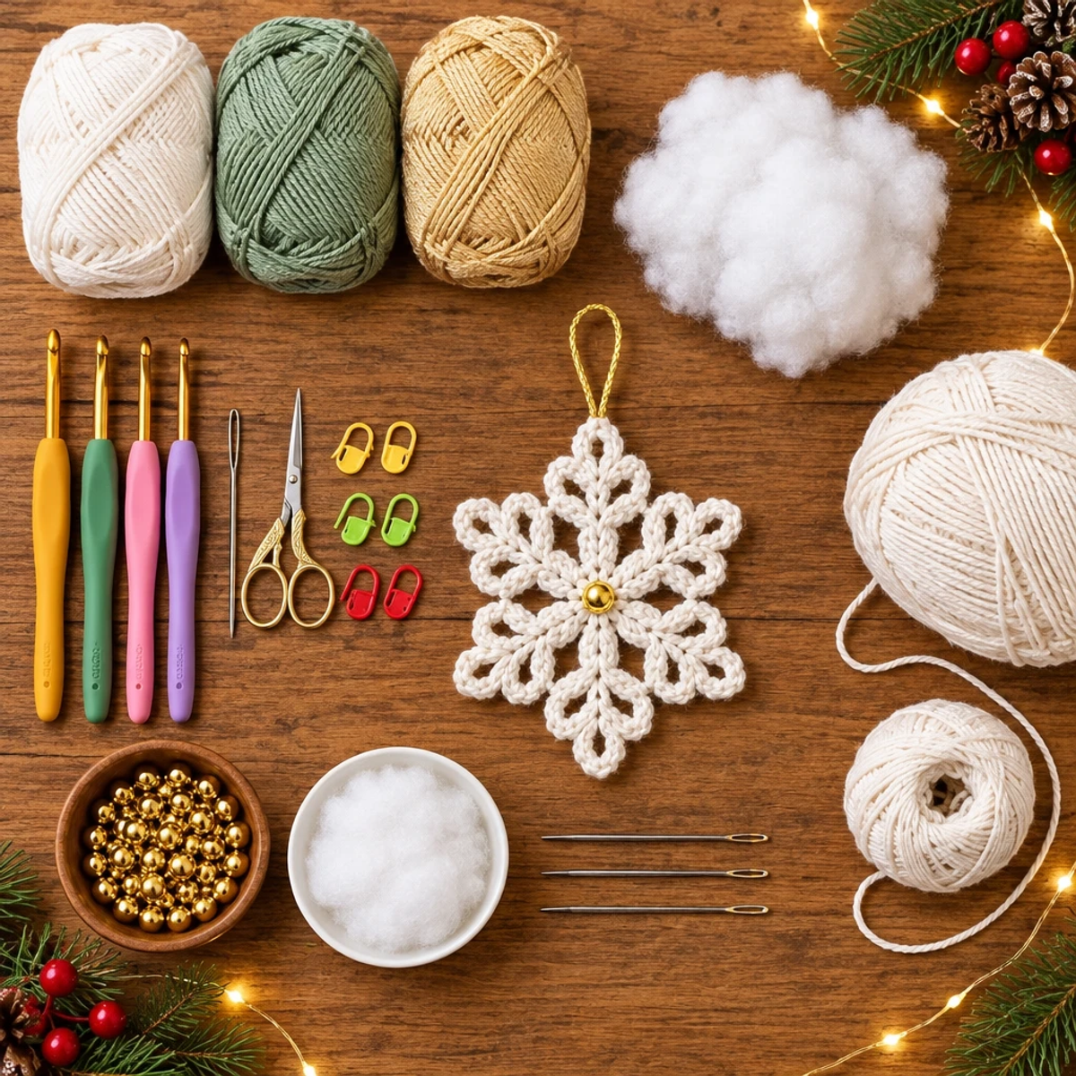 Delicate White Crochet Snowflake Christmas Ornament Tutorial