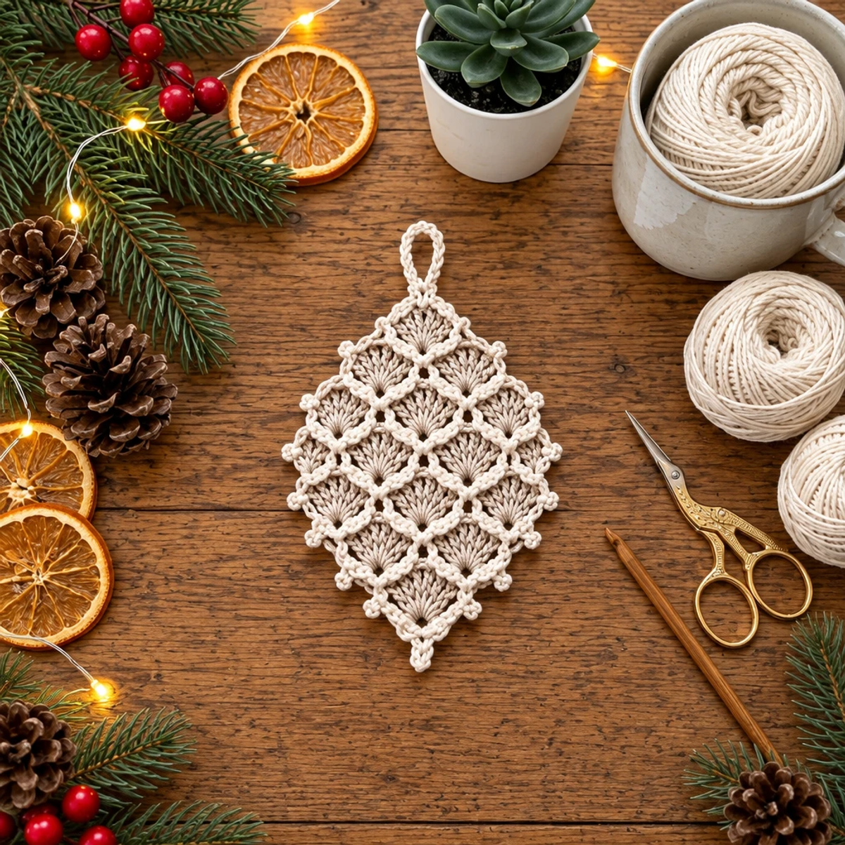 Diamond Lace Crochet Christmas Ornament: A Cozy Holiday Craft