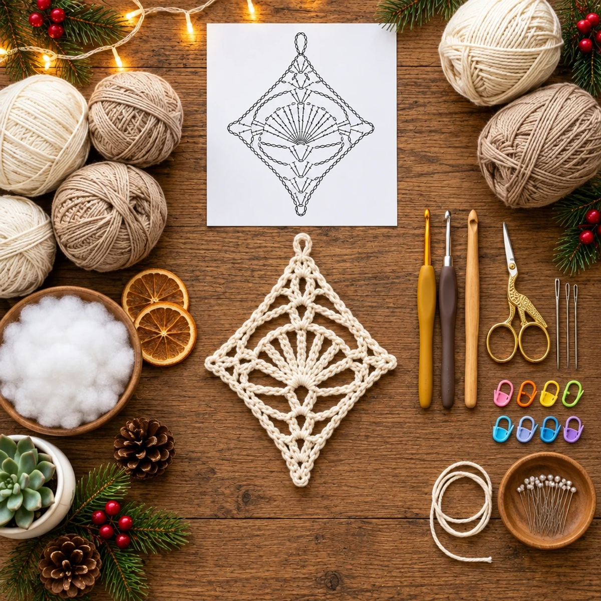 Create a Diamond Snowflake Crochet Christmas Ornament article image 2