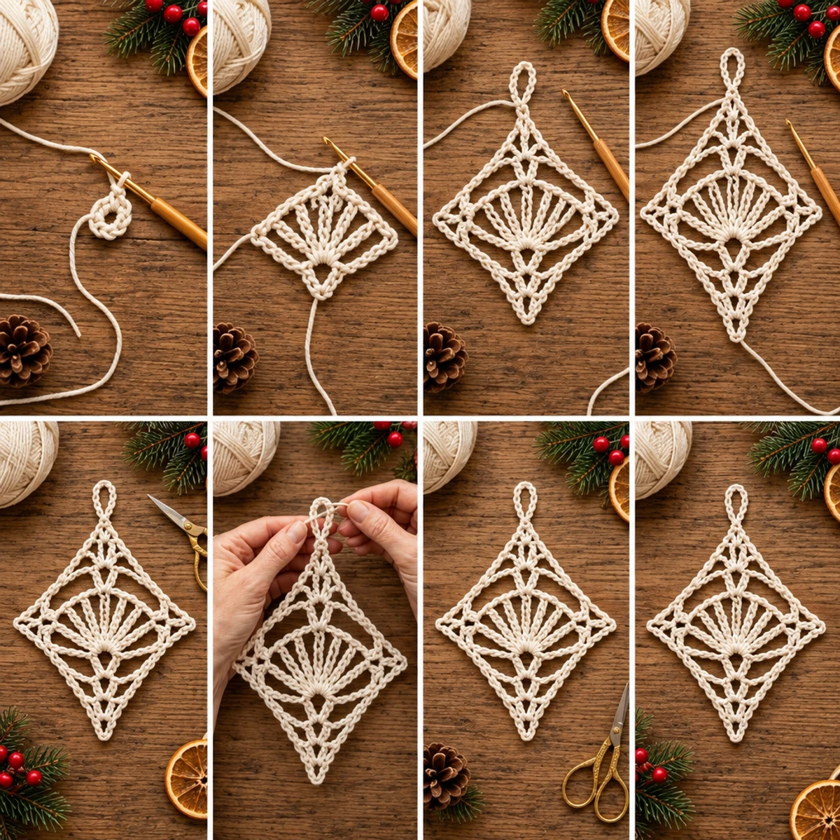 Create a Diamond Snowflake Crochet Christmas Ornament article image 3