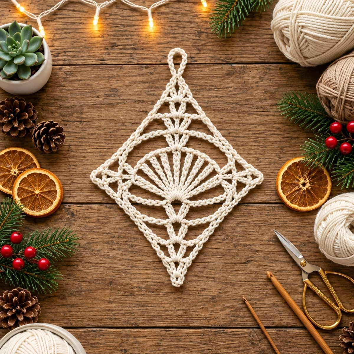 Create a Diamond Snowflake Crochet Christmas Ornament article image 4