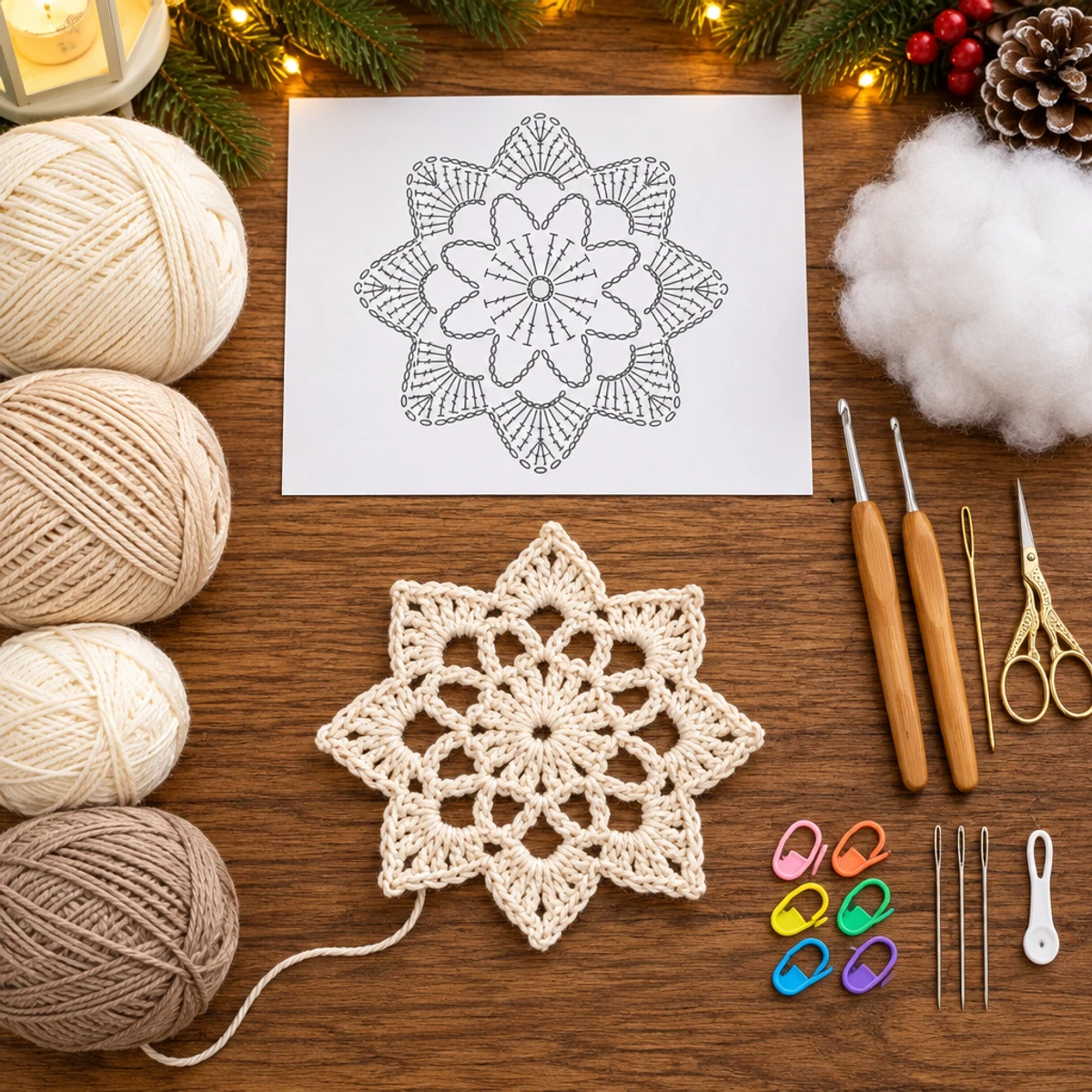 Delicate Eight Point Crochet Christmas Snowflake Ornament article image 2
